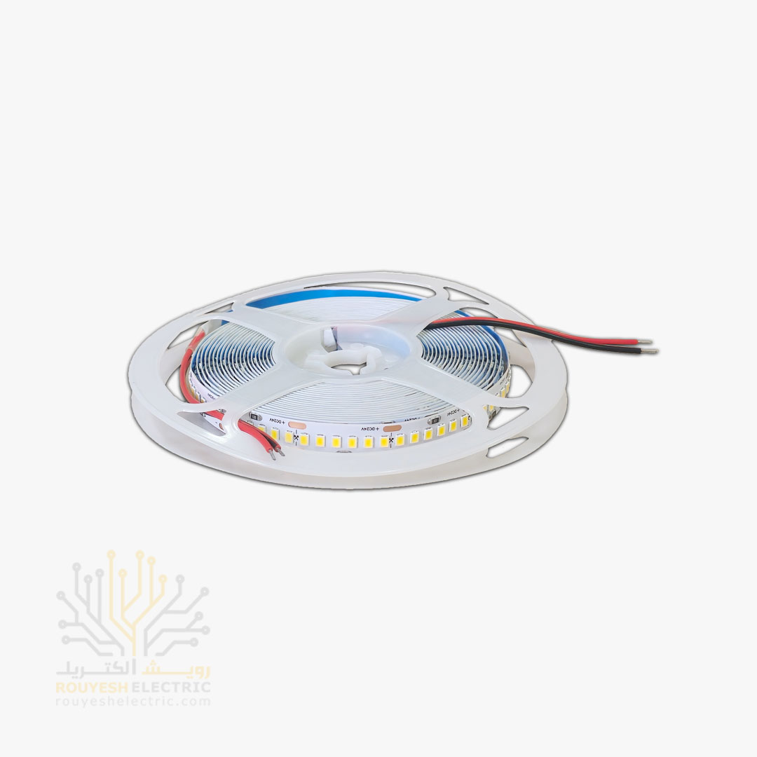 ریسه نواری 24 ولت برند شارولایت لاینر تراکم 240 برش 2.5 سانت عرض 1 سانت پشت چسب دار آفتابی حلقه 5 متری