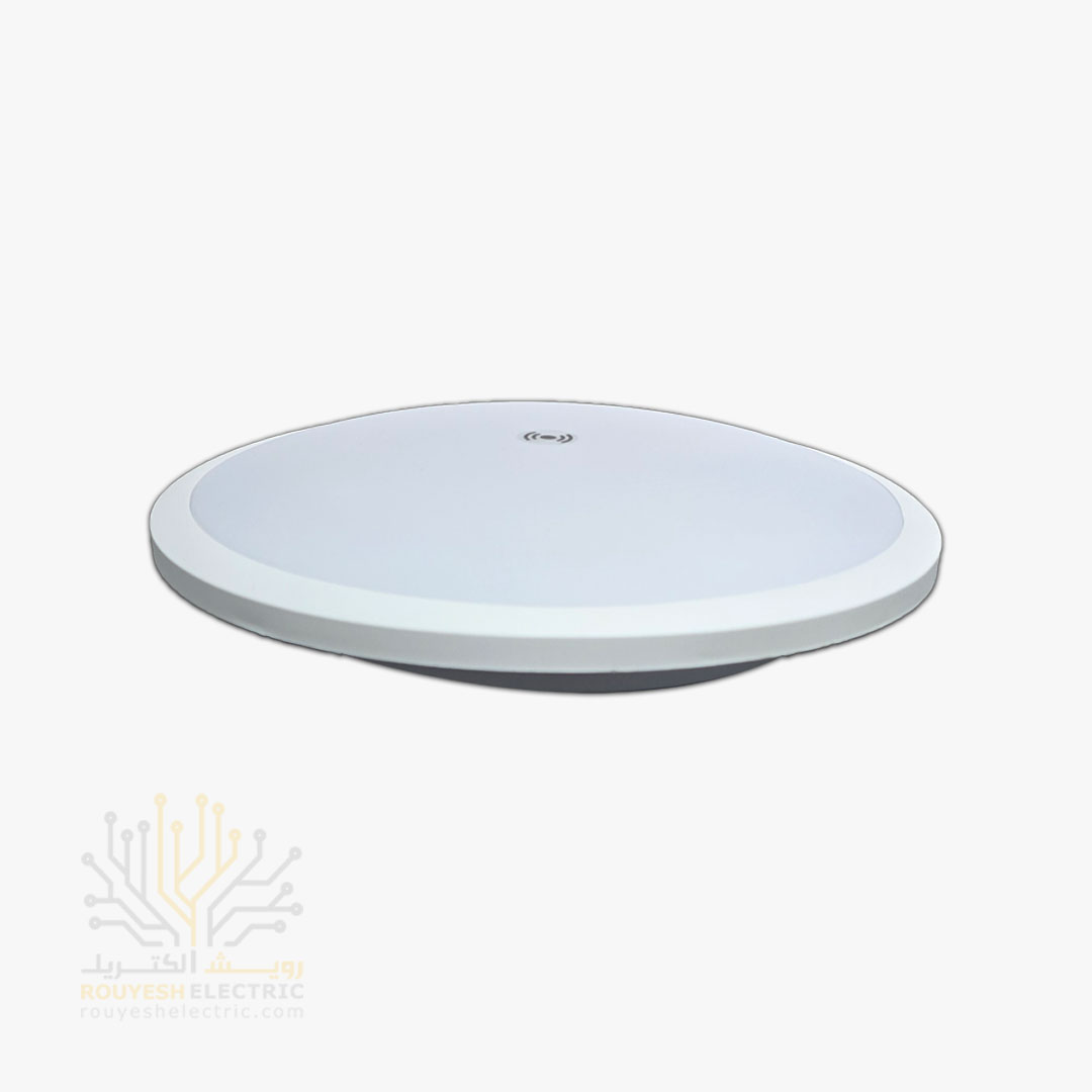 چراغ سقفی سنسوردار 18 وات برند نورسان گرد مهتابی