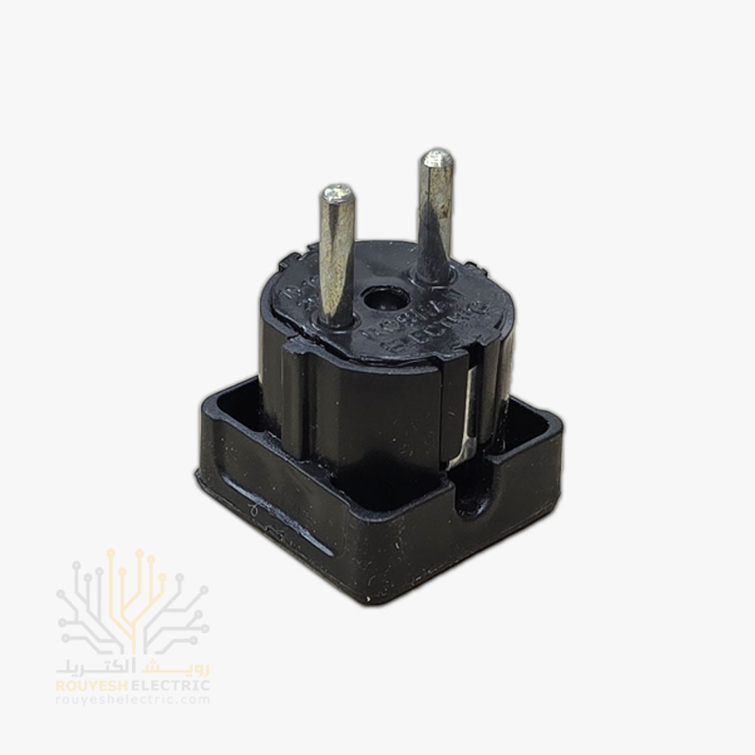 دوشاخه برق مربعی میله آهنی برند روشن الکتریک مشکی