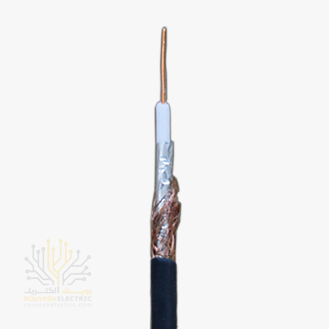 کابل دوربین برند تک کابل کرمان مدل ساده مغر مس 0/7 شیلد رنگ مس 96 رشته قرقره 596 متری