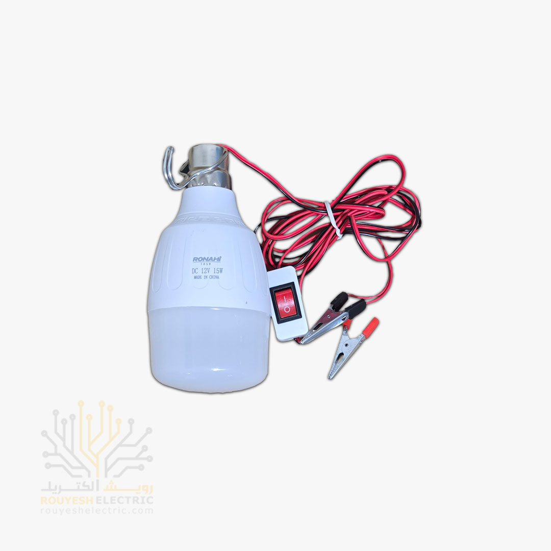 لامپ خودرو 15 وات گیره دار طرح بالب برند روناحی با سیم 1/40 متری