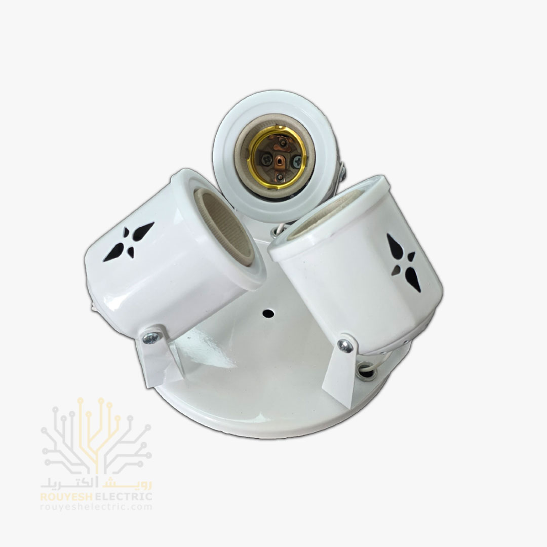 پایه پروژکتوری صدف سه شعله برند نور فرد مدل زرین پایه فلزی رنگ سفید