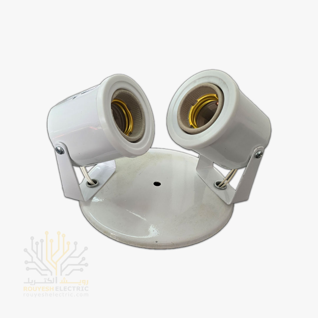 پایه پروژکتوری صدف دو شعله برند نور فرد مدل زرین پایه فلزی رنگ سفید