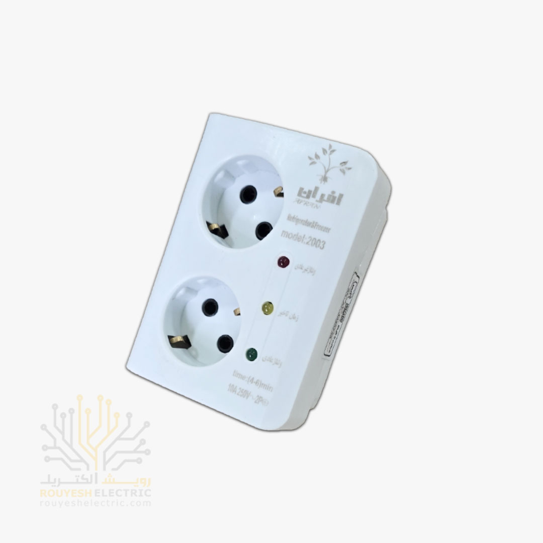 محافظ برق کامپیوتر و پکیج دیواری دو خانه برند افران مدل 2025 استاندارد ارتدار بدون کلید بدنه سفید آنالوگ