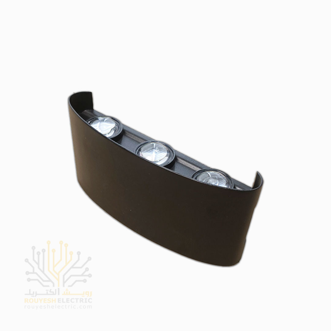 چراغ دیواری دکوراتیو 6 وات برند اکو ماورا مدل قطاری چیپ کری بدنه آلومینیوم مشکی نور آفتابی