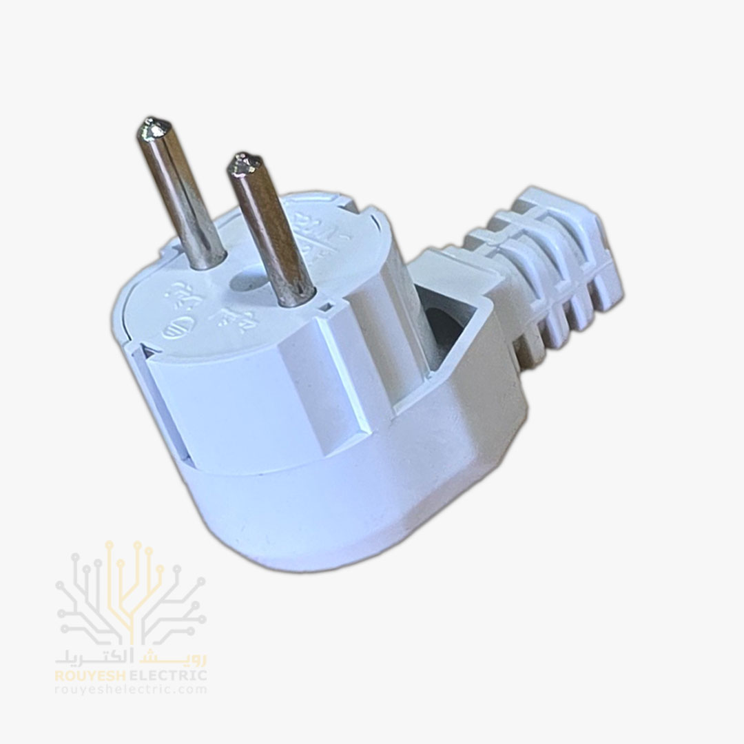 دوشاخه برق چپقی برند کوشا نگین میله آهنی رنگ سفید