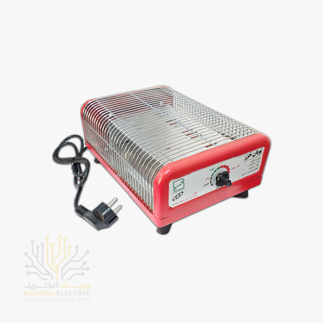 کرسی برقی برند پویان خزر مدل تابان المنت شیشه ای 390 وات استاندارد