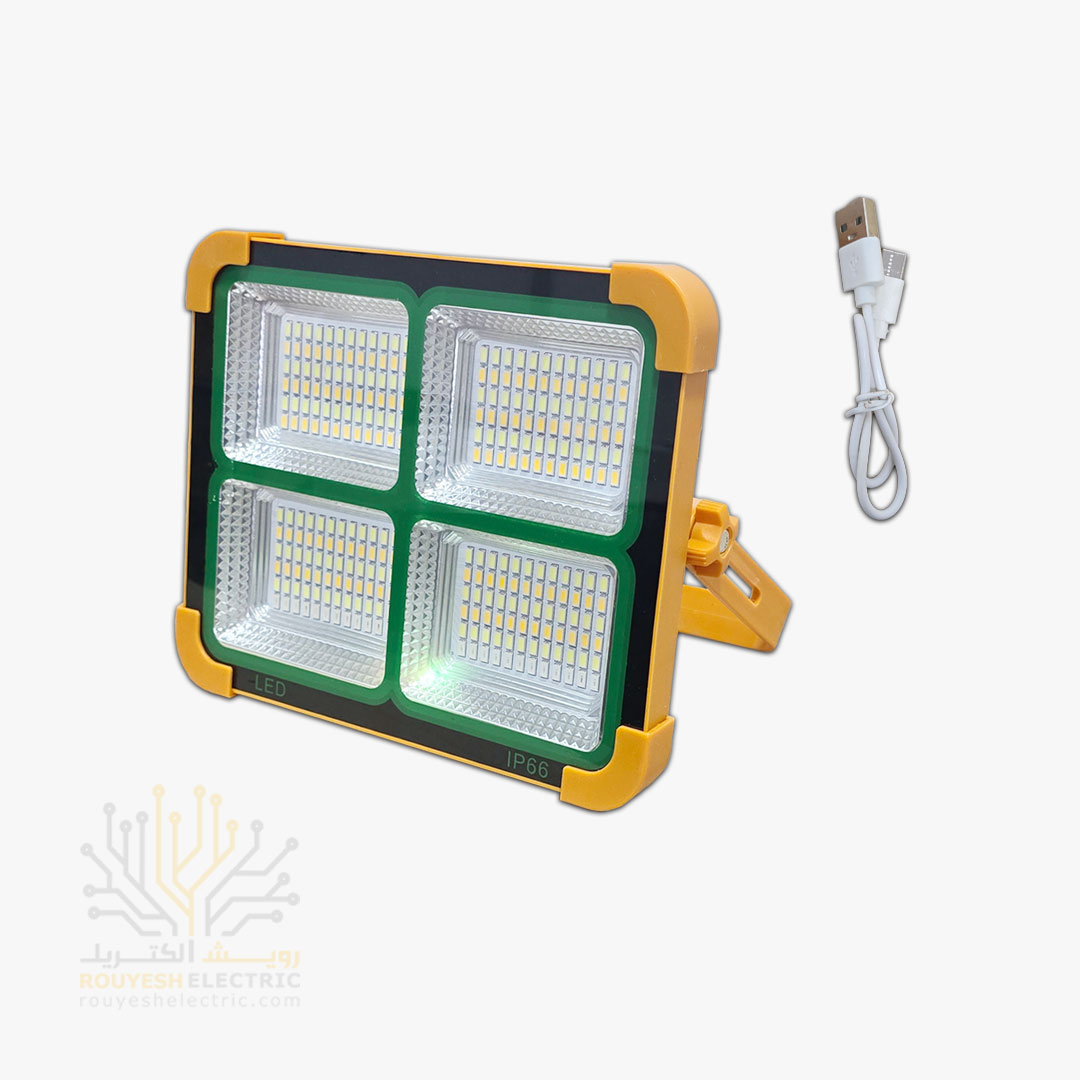 چراغ اضطراری پروژکتوری 288 SMD برند وی لایک 300 وات 4 حالته دارای پنل خورشیدی