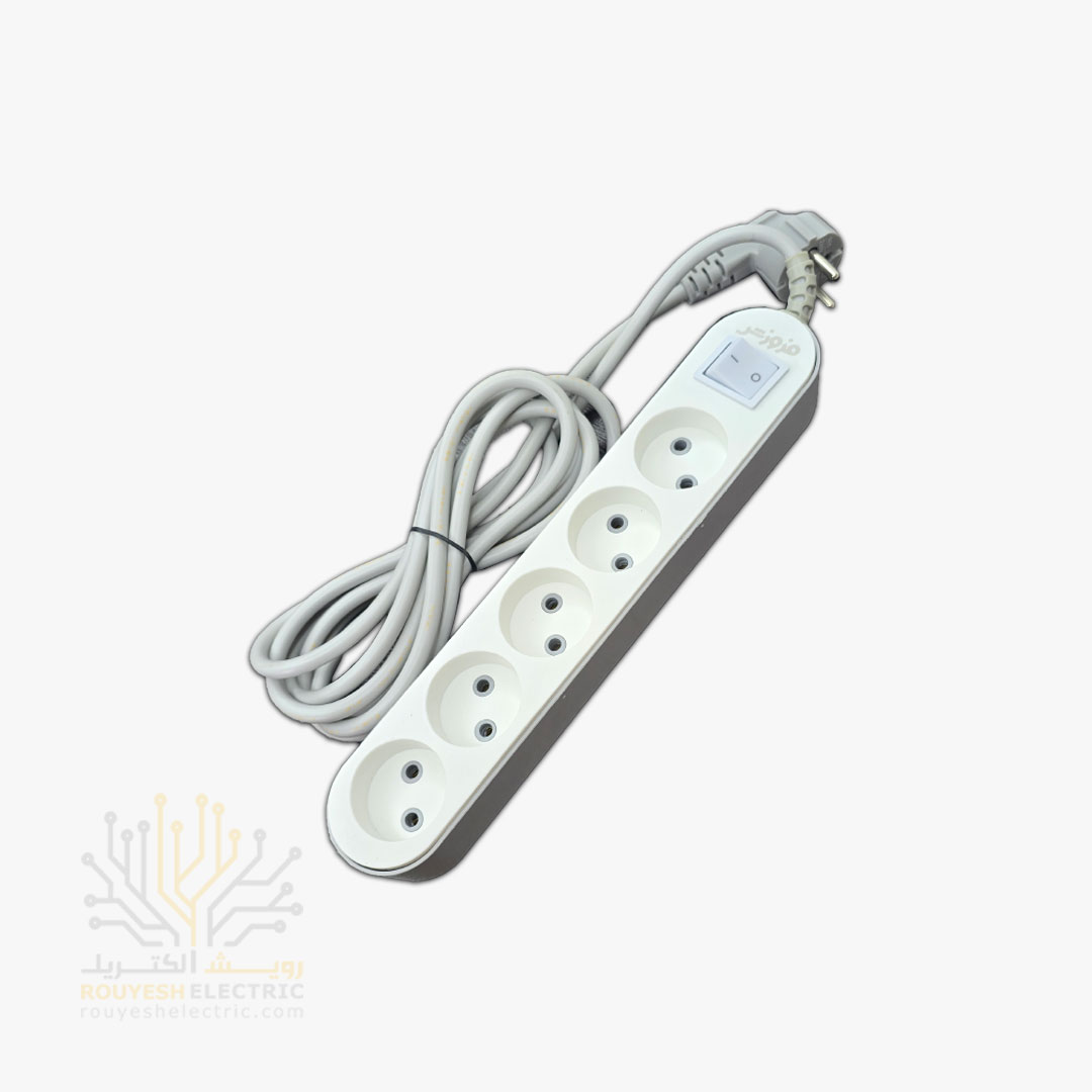 پنج راهی برق سیار برند فروزش استاندارد کابل 3 متری