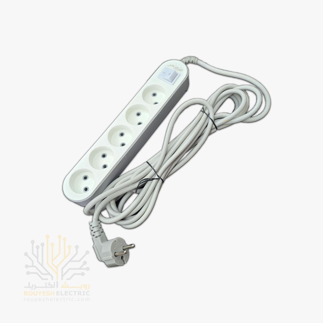 پنج راهی برق سیم دار برند فروزش استاندارد 5 متری