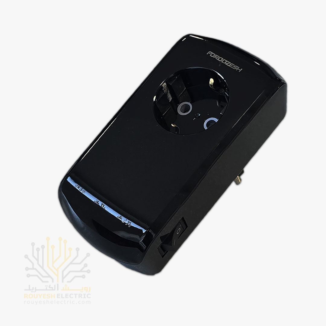 محافظ برق یخچال دیواری تک خانه برند فروزش مدل LT100DW لوتوس ارتدار کلید دار بدنه مشکی دیجیتال