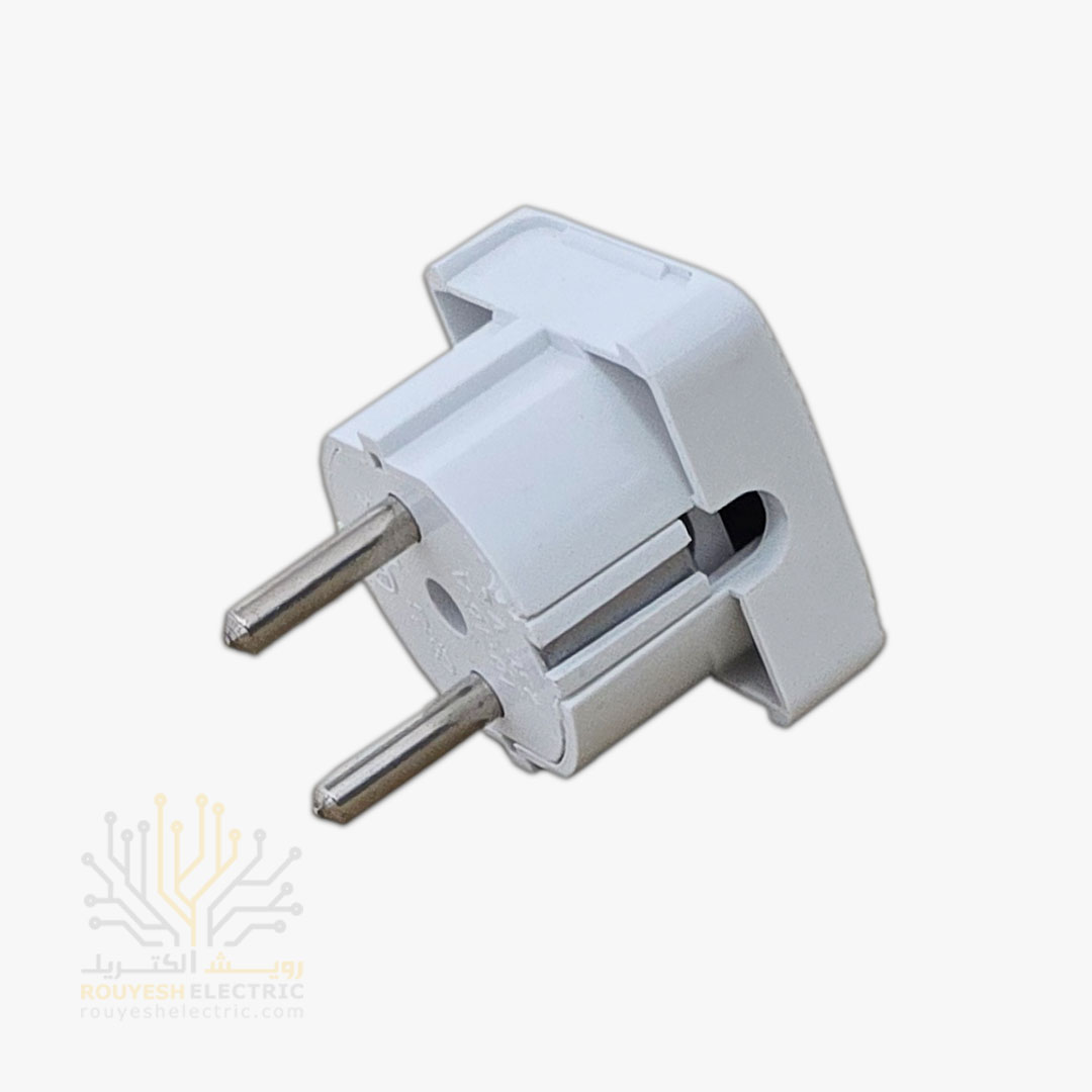 دوشاخه برق چهارگوش برند کوشا نگین میله آهنی رنگ سفید