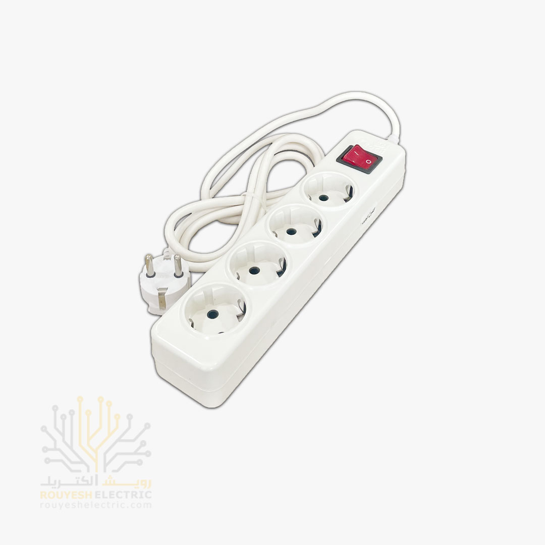 چهار راهی برق سیار برند افق مدل 404 استاندارد ارتدار کلید دار کابل 1/8 متری