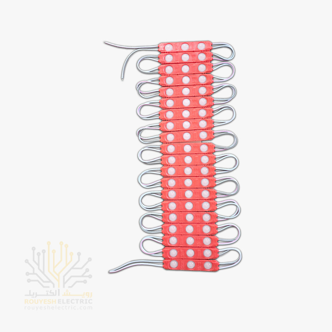 ریسه بلوکی SMD برند ام کیو ام لنز دار پشت آلومینیوم قرمز ورق 20 تایی