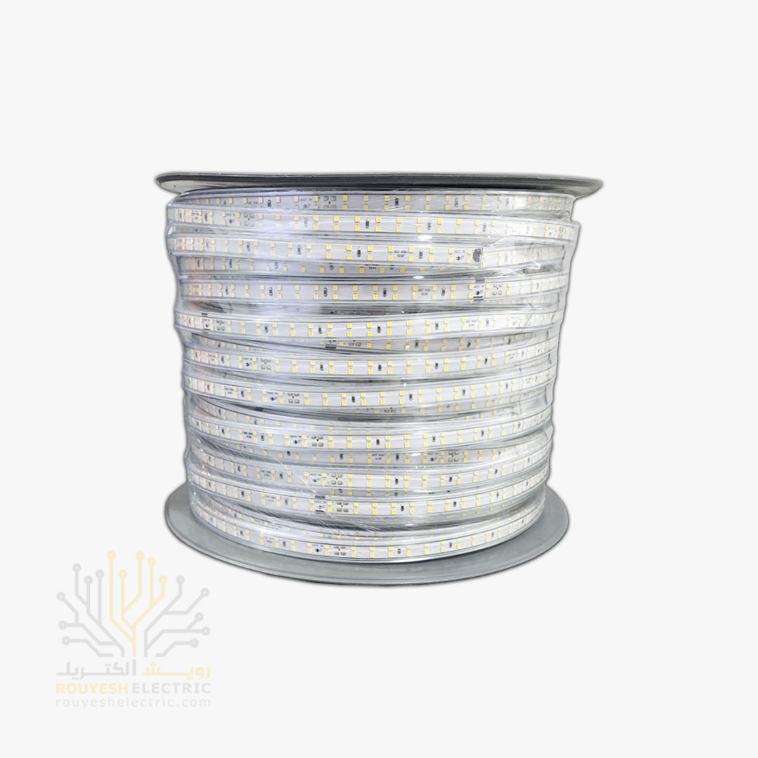 ریسه شلنگی وایرلس برند شارو لایت 28x35 دو لاین تراکم 180 برش 20 سانت 13 میل رنگ انبه ای 100 متری