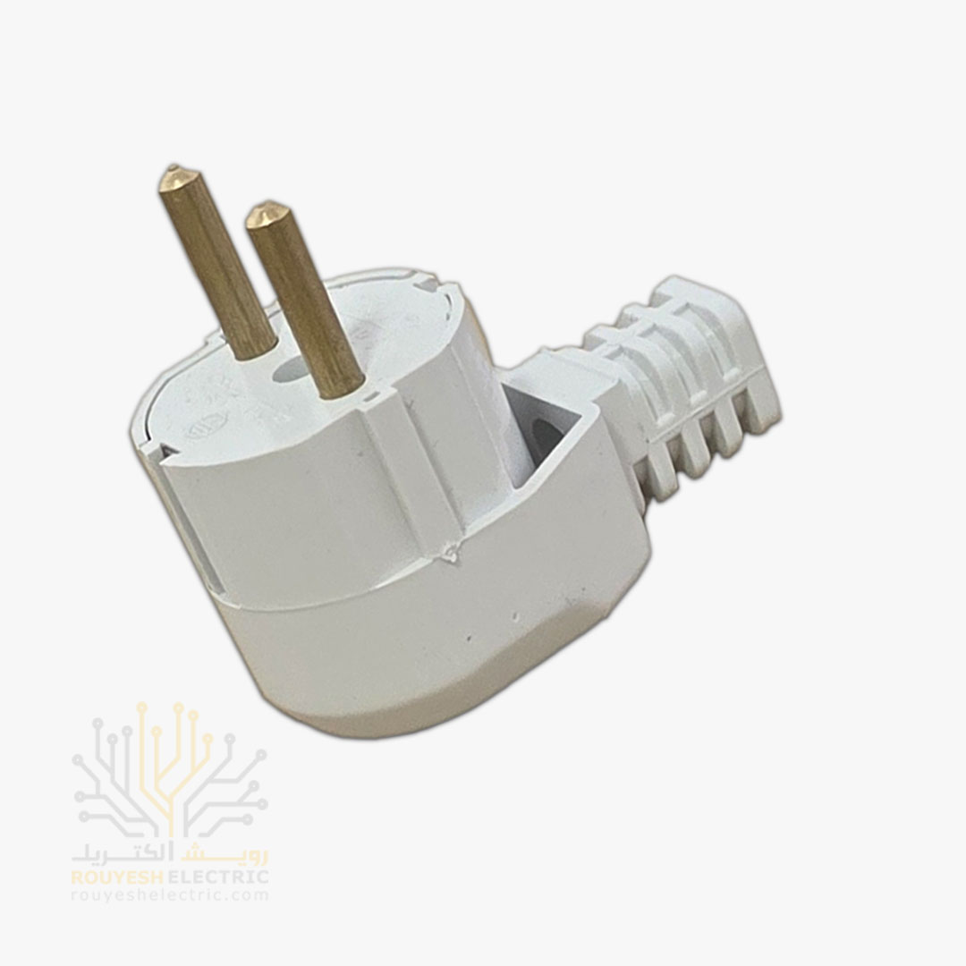 دوشاخه برق چپقی برند کوشا نگین استاندارد رنگ سفید
