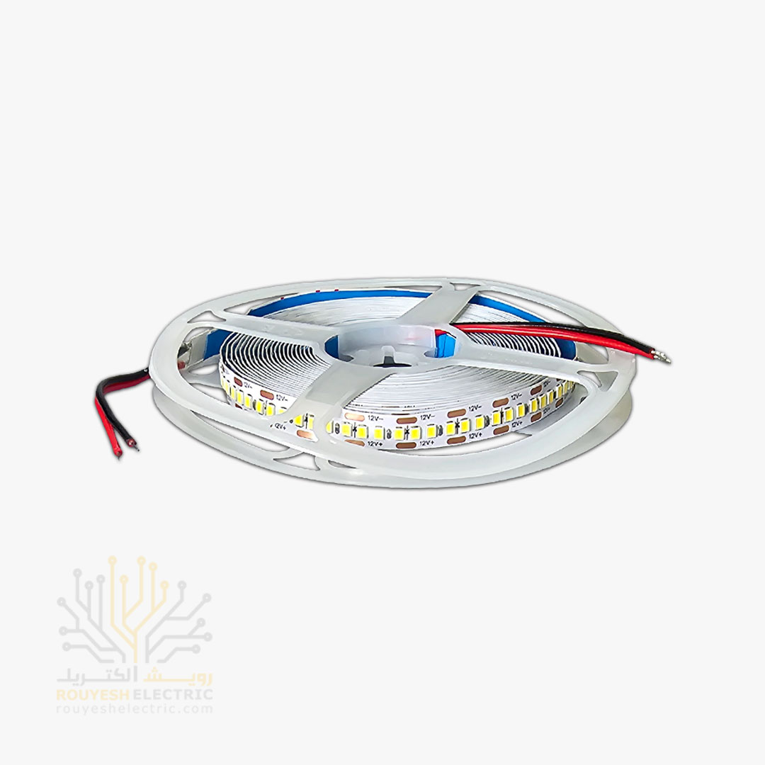 ریسه نواری لاینر 220 ولت برند شارو لایت تراکم 240 برش 10 سانت 1 میل مهتابی مخصوص فضای مرطوب حلقه 50 متر