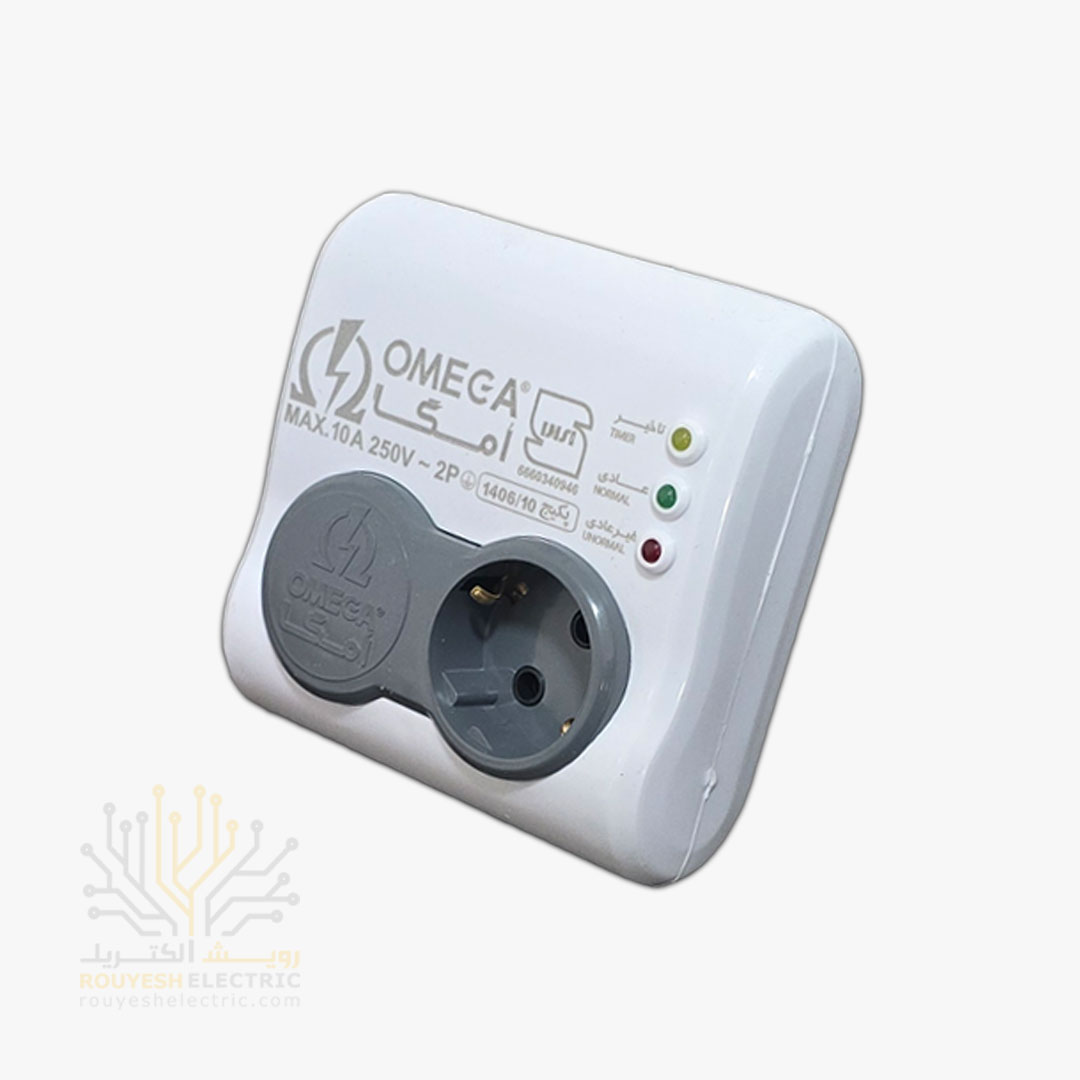 محافظ برق پکیج دیواری تک خانه برند امگا مدل p1100 استاندارد ارتدار آنالوگ