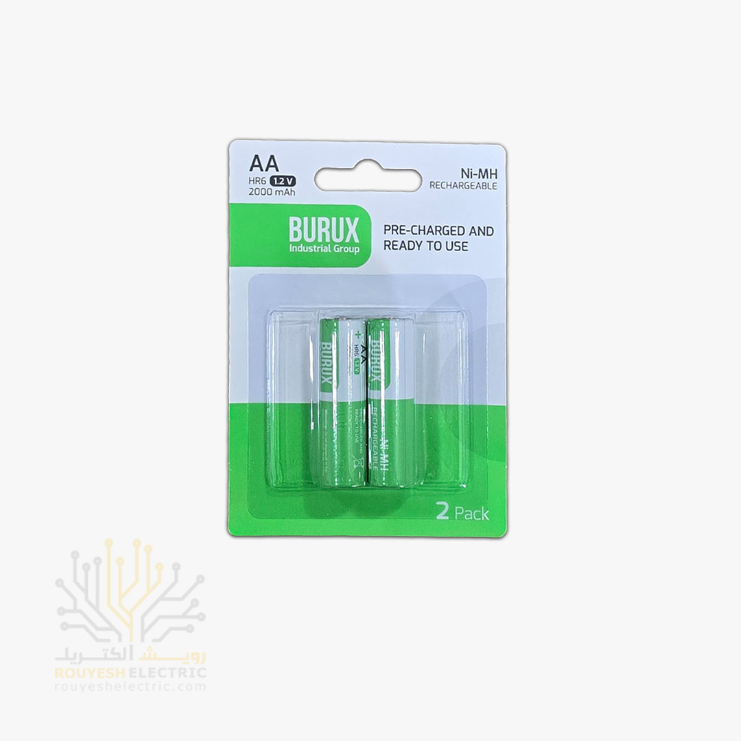 باطری شارژی قلمی برند بروکس 2000 میلی آمپر کارت 2 عددی