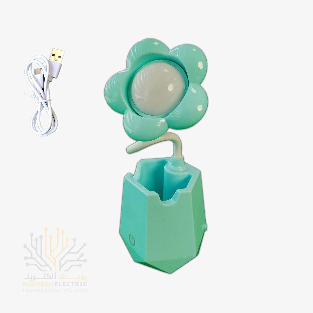 چراغ مطالعه شارژی رومیزی مدل گل و جامدادی لمسی کد 9