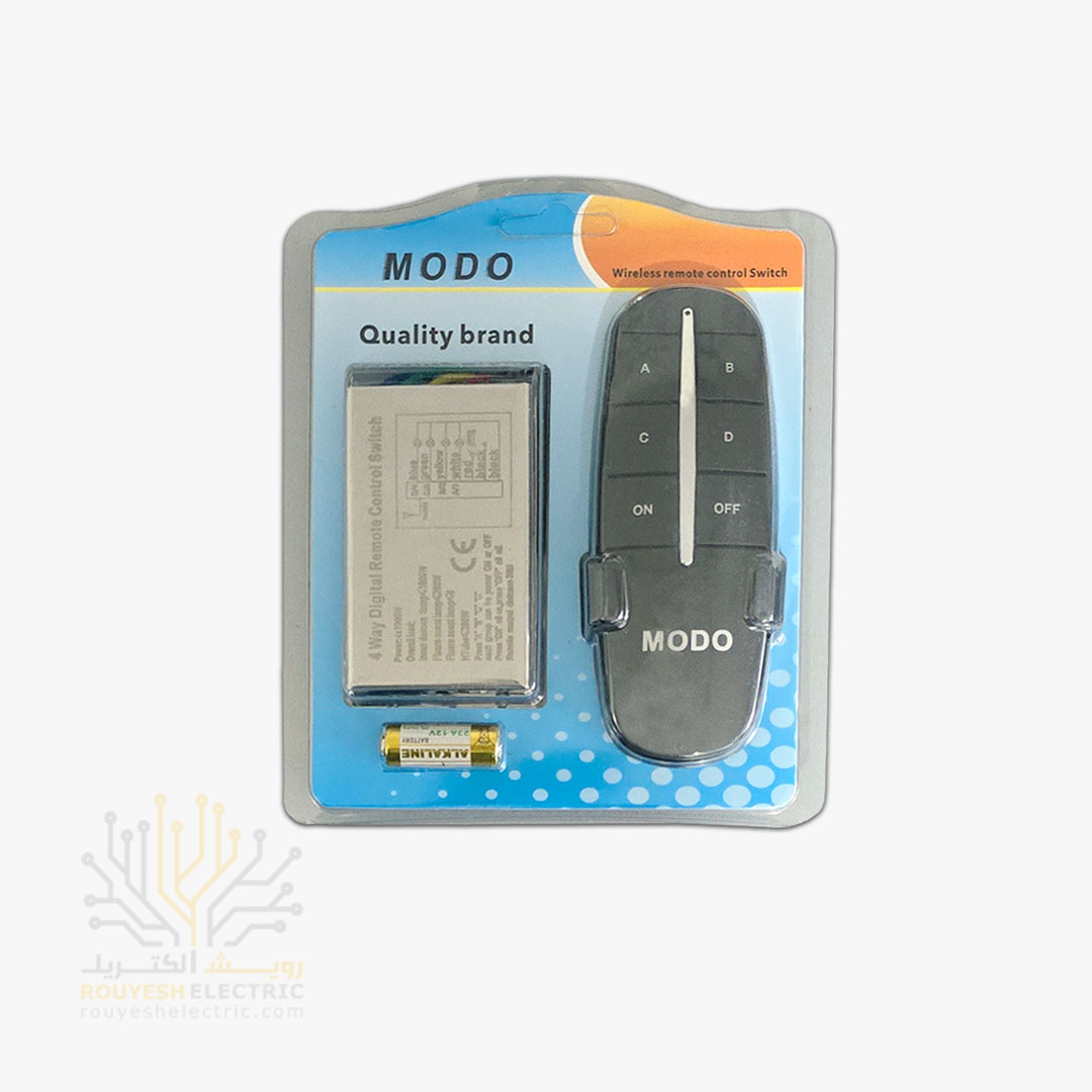 ریموت 4 کانال برند مودو بدنه فلزی رنگ بدنه مشکی