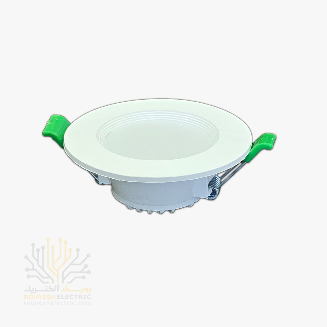 پنل سقفی توکار بک لایت 8 وات برند تک تاب مدل ایکاروس دایره استاندارد رنگ آفتابی