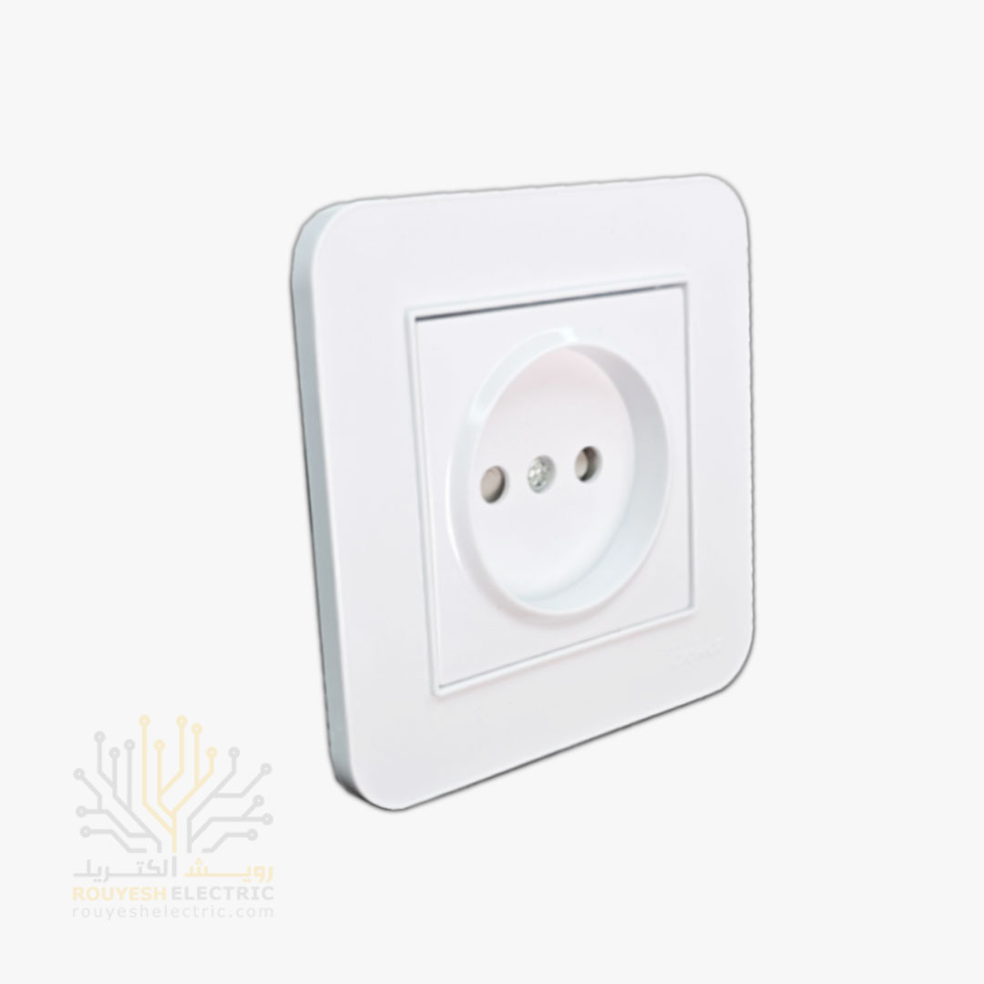 پریز برق ساده توکار برند بکر با مغزی پلی کربنات مدل آتا سفید