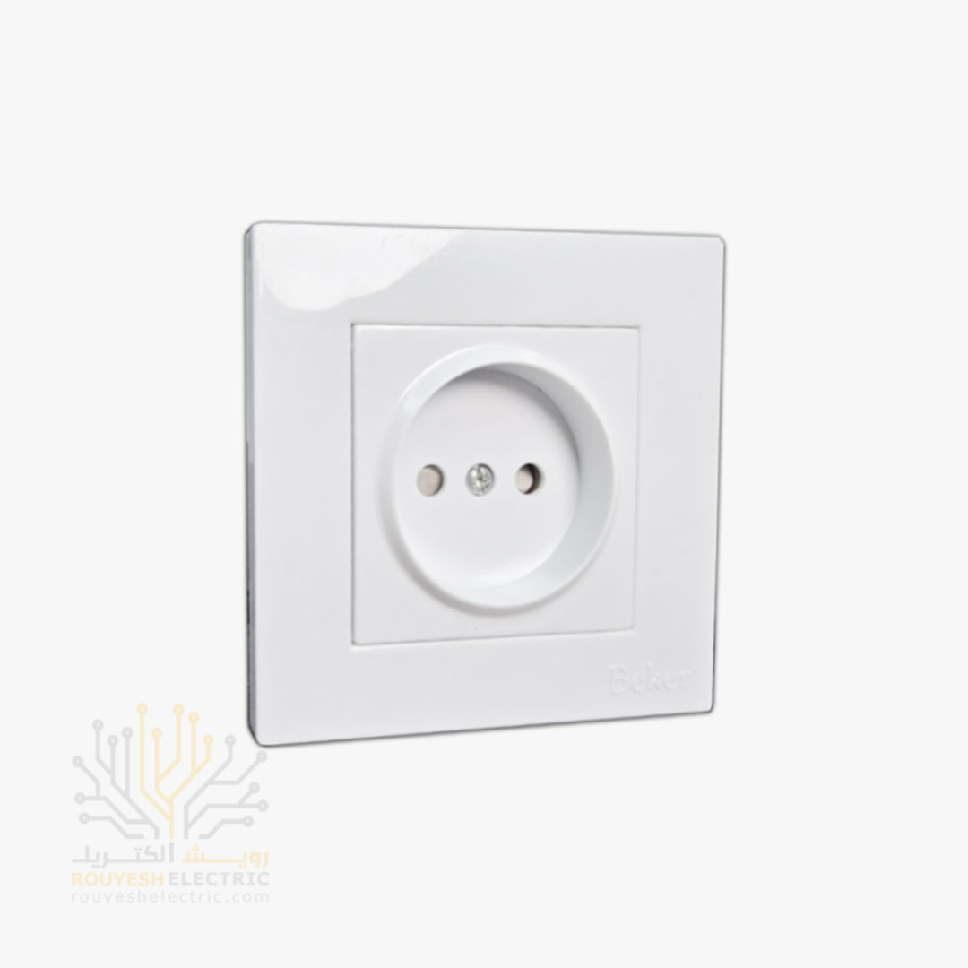 پریز برق ساده توکار برند بکر با مغزی سرامیکی مدل آسان سفید