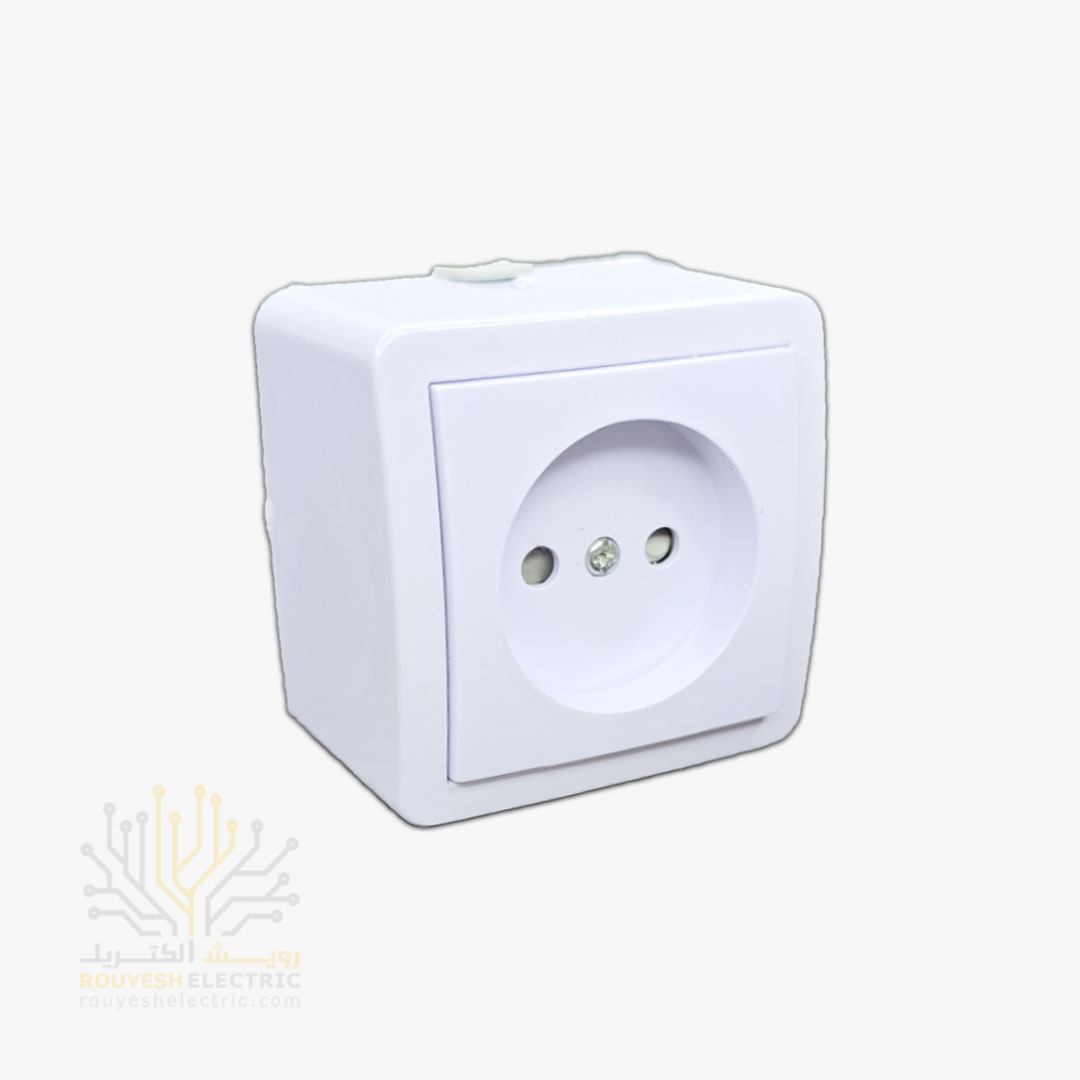 پریز برق ساده روکار برند بکر با مغزی پلی کربنات