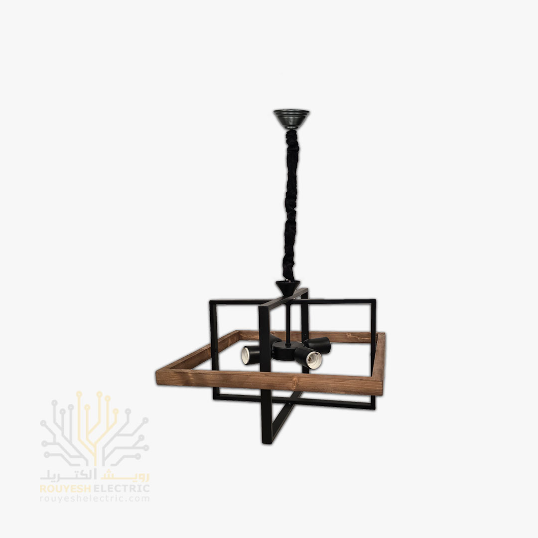 آویز چوب فلز برند دیزاین مدل مکعب چوبی 4 شعله