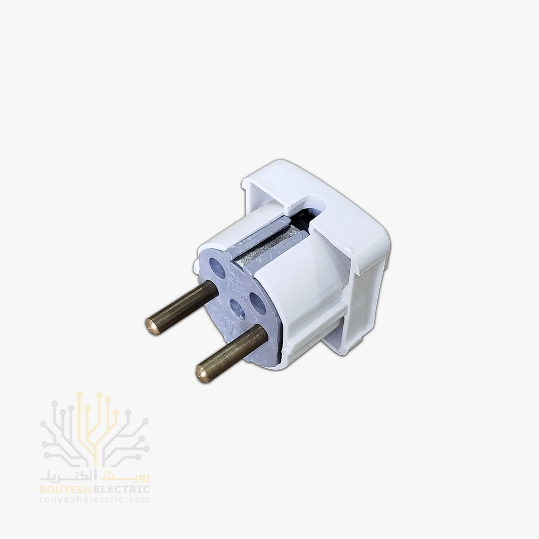 دوشاخه برق برند کلاسیک مدل باران میله برنجی مربع رنگ سفید 