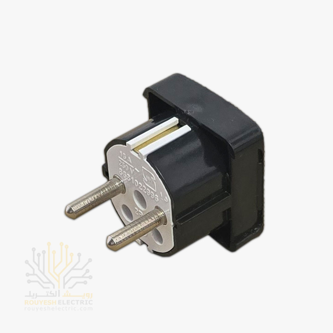 دوشاخه برق چهارگوش برند کوشا نگین استاندارد رنگ مشکی