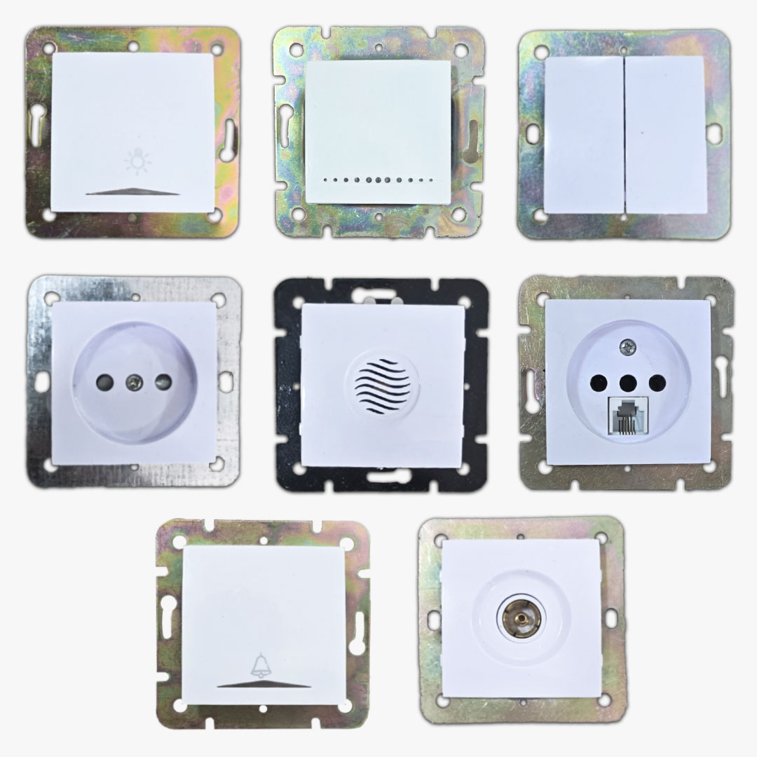 کلید و پریز جور توکار برند رویان مدل پارس سفید بدون قاب