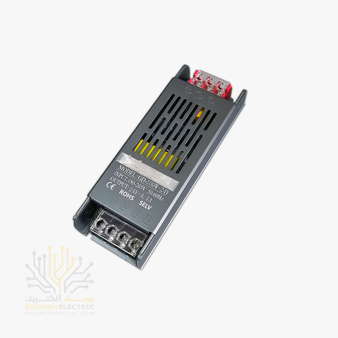 سوئیچینگ 24 ولت 5 آمپر برند شارو لایت 100 وات راندمان 100 یک سال گارانتی