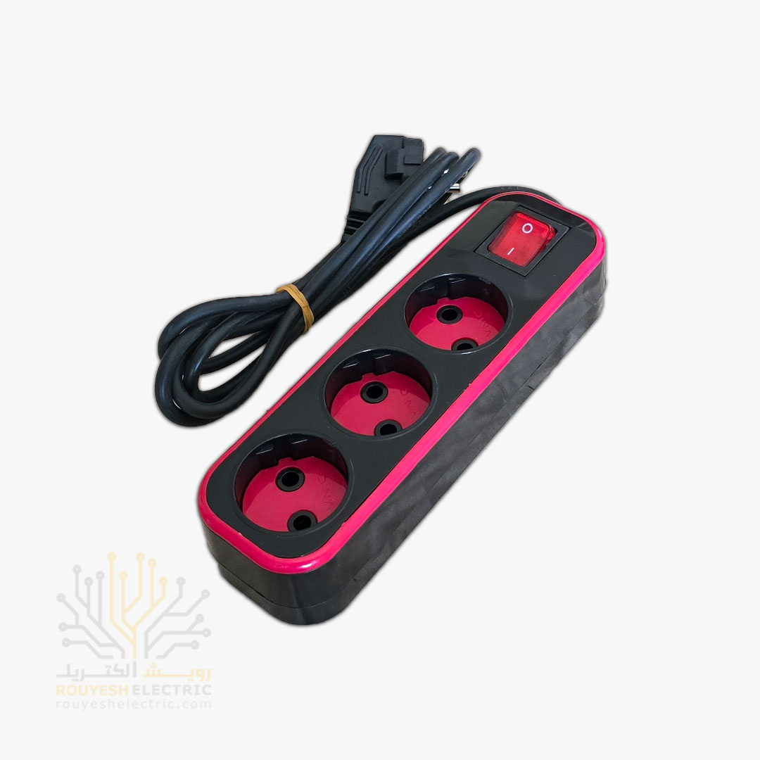 سه راهی برق سیار برند دینا بدنه مشکی مغز کابل مس کابل 1/8 متری