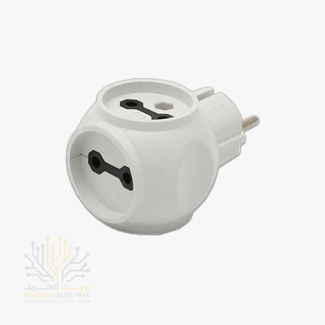 سه راهی برق دیواری برند بست کپل گرد تک جعبه رنگ سفید