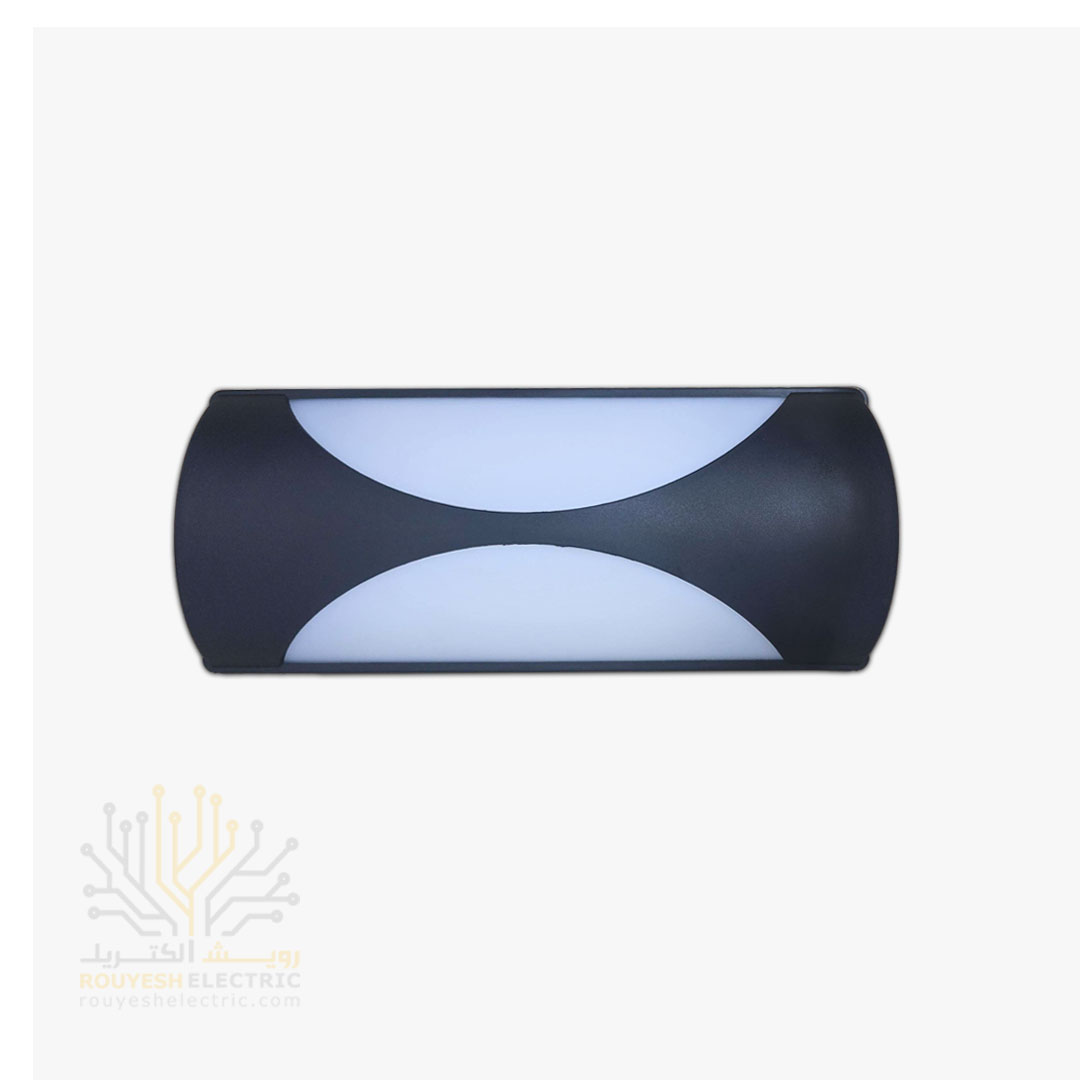 چراغ دیواری دکوراتیو 20 وات برند ایران مهر کد ایران 9.1 بدنه مشکی نور مهتابی 6 ماه گارانتی