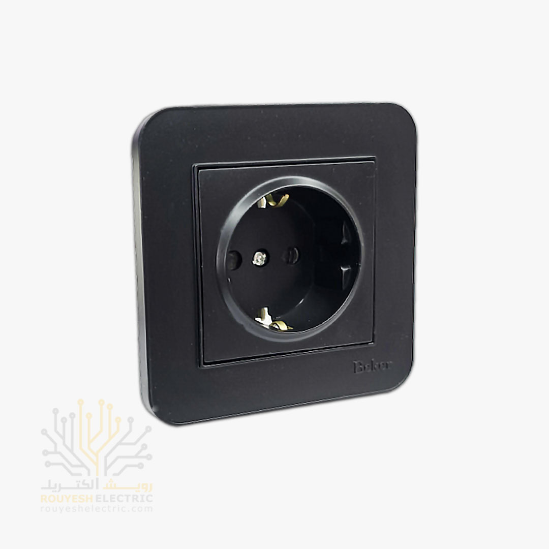 پریز برق ارتدار توکار برند بکر با مغزی پلی کربنات مدل آتا مشکی
